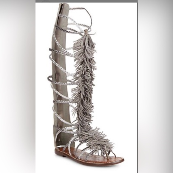 Stylish Gray Fringe Gladiator Sandals 10 - Picture 1 of 4